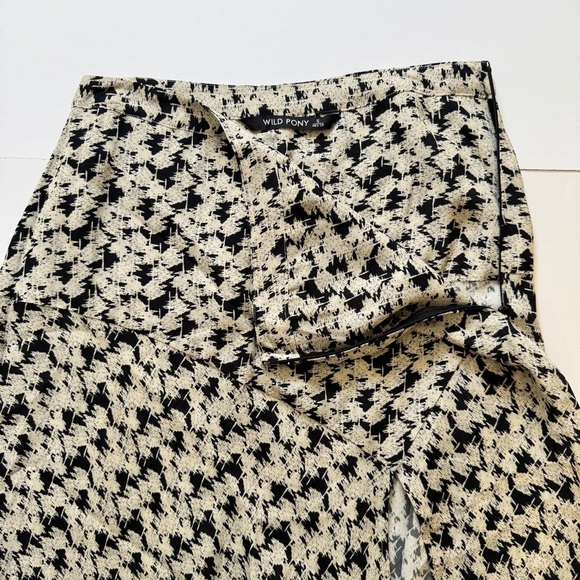Wild Pony Midi Skirt Flared Crepe Side Slit Abstract Floral Print Sz S - Picture 12 of 16